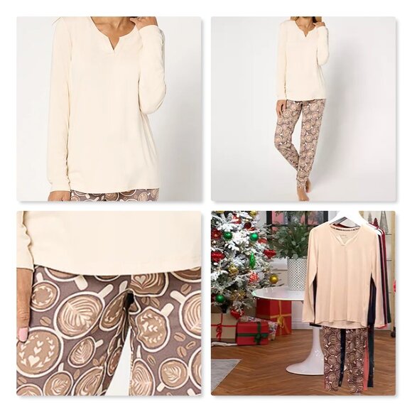 AnyBody Regular Lush Jersey Solid Top and Printed Joggers Sleep Set Sz XL NWOT - Picture 7 of 13